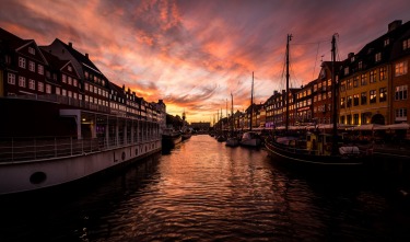 Sunset over Nyhavn, Copenhagen.