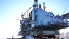 Hebron topsides joined to structure