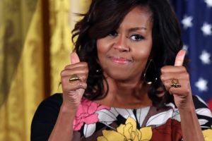 First lady Michelle Obama at an ending veterans' homelessness event in the White House in November. 