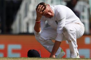 England's Joe Root slumps after an unsuccessful appeal.