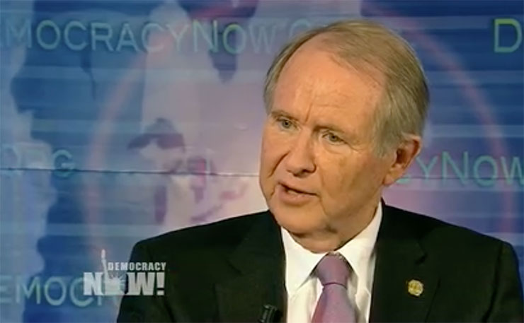 South African human rights campaigner John Dugard, pictured in a screen cap from Democracy Now.