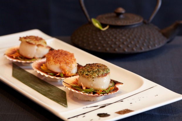 Bay scallop trilogy from the Red Ginger Asian Fusion restaurant.