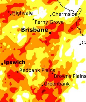 Springfield, Ipswich, Boonah, Beaudesert, Esk and Jimboomba cop the brunt of the south-east's storm activity. 