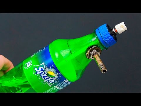 An unusual idea with a bottle and a can of spray paint