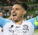 Tim Cahill and Bruno Fornaroli celebrate the FFA Cup win in November.