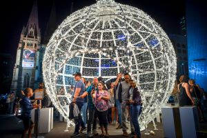 Christmas lights at Federation Square, Melbourne.