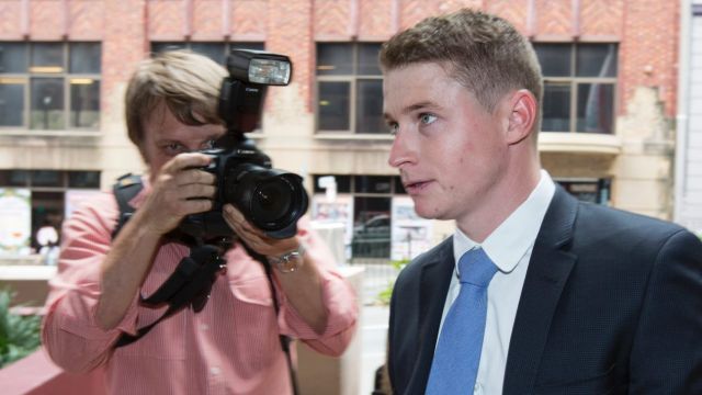 Jockey James McDonald arrives at Racing NSW where he has been acussed of betting on a race he was riding in.