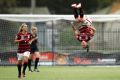 Flipping out: Wanderers Kendall Fletcher celebrates after putting away a penalty.