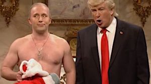 Season greetings from SNL: Beck Bennett as Russian president Vladimir Putin and Alec Baldwin as Donald Trump.