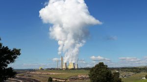Steam rises from the Loy Yang coal power station in Victoria.