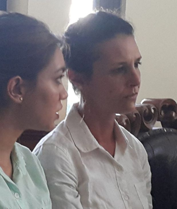 Sara Connor (right) with her interpreter in the Denpasar District Court.