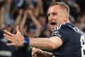 Smashing performance: Besart Berisha equalled Archie Thompson's goalscoring record in the second half of Saturday ...