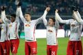 Promising campaign: RB Leipzig players celebrate after their win over Hertha Berlin.