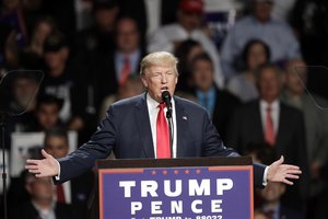 Republican presidential candidate Donald Trump speaks at the Macomb Community College, Monday, Oct. 31, 2016, in Warren, Mich.