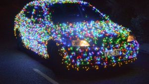 Jordan Wallace has rigged his car with 10,000 lights to spread Christmas cheer throughout Canberra