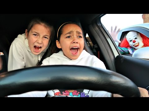 Bad Kids Driving Parents Car - Scary Killer Clown Attacks Kids ( PART 3 SKIT  )