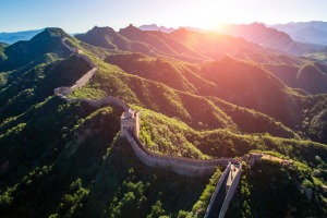 The Great Wall of China stretches for thousands of kilometres through northern China.