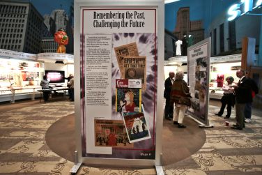 Photo, overall view, Fifth Estate exhibit panel, Detroit Historical Museum, 2015