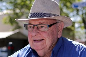 Father Bob Maguire at the Avenue Foodstore in Albert Park.