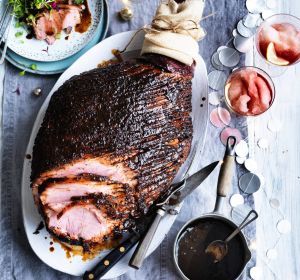 Adam Liaw's glazed Christmas ham with bush herbs.