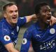 Leicester City duo Daniel Amartey and Andy King celebrate a goal for the Foxes.