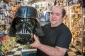Aron Challinger with the Darth Vader helmet from the original Star Wars film.