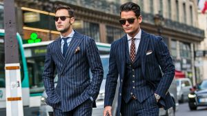 Pinstripes and more generous suiting are in.