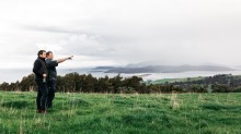 James Viles and Iain Field at Leap Farm, Tasmania.