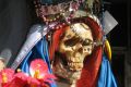 Close-up view of a Santa Muerte, south of Nuevo Laredo, Mexico.