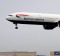 A British Airways flight landing.