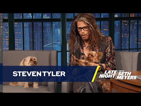 Steven Tyler Brings His Dogs to Late Night