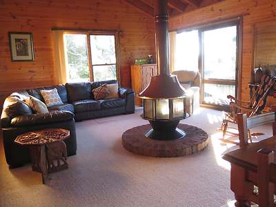 Spacious living area with fireplace