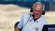UNIVERSITY PLACE, WA - JUNE 17:  Greg Norman, Fox TV Analyst, is seen on set during rehearsal prior to the start of the ...