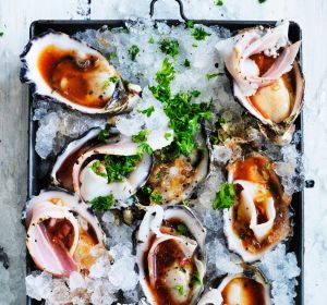 Adam Liaw's super-easy cold Kilpatrick oysters.