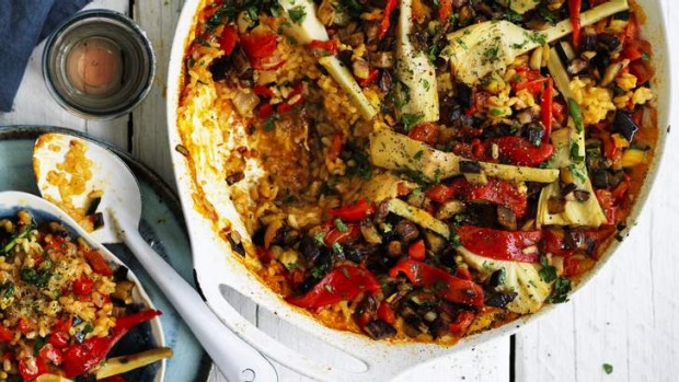 Do not stir! Neil Perry's vegetable paella.