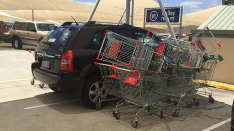 The vandalised ACROD stickered car at Garden City on Wednesday. 