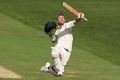 David Warner celebrates reaching his century on day three of the second Test.