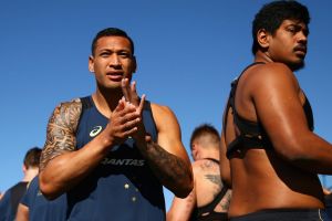 Western Sydney boys: Wallabies Israel Folau and Will Skelton.