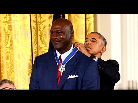 President Barack Obama Presents Michael Jordan With Medal of Freedom & Clowns Him For Crying Memes.