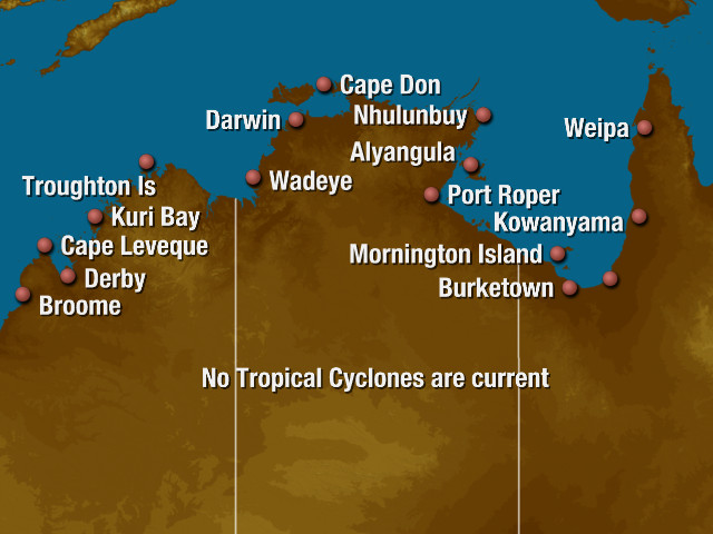 Northern Territory tropical cyclone Track Map