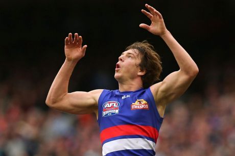 MELBOURNE, AUSTRALIA - OCTOBER 01: Liam Picken of the Western Bulldogs takes a mark during the 2016 AFL Grand Final ...