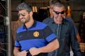 George Michael (right) and his boyfriend Fadi Fawaz on July 31, 2012 in Barcelona, Spain.