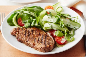 Cajun porterhouse steak and watercress salad