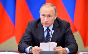 Russian President Vladimir Putin at a meeting of the State Council Presidium on enhancing the investment appeal of Russian health resorts