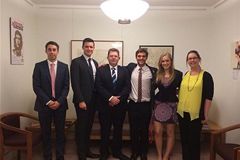 Amy Rhodes (far right) with members of Australia's Y20 delegation in Canberra.