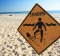 A jellyfish warning sign on a beach in Western Australia.