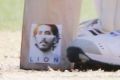 Lion-hearted: Mitchell Starc had a sticker of the Dev Patel movie on the bat he brandished to devastating effect at the ...