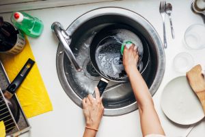 Add a drop of dish soap to aluminium foil and use it to tackle stubborn bits on a baking trays, glass pans and even the ...