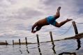 Swimmers at Mahon Pool, Maroubra, escape the heat on Thursday.