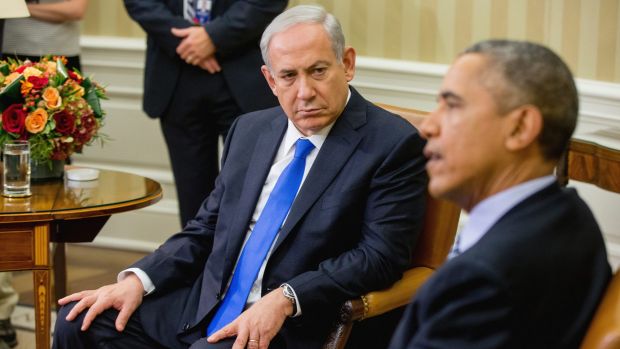 President Barack Obama with Israeli Prime Minister Benjamin Netanyahu in the Oval Office of the White House in ...